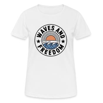 Waves & Freedom | Surfer & Strand Lover - Frauen T-Shirt atmungsaktiv - Weiß - Vorne - AI Model Female 172 dark (172cm)
