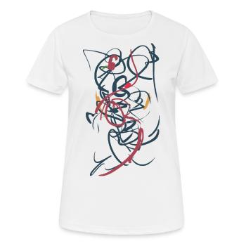 abstrakt - Frauen T-Shirt atmungsaktiv - Weiß - Vorne - AI Model Female 172 dark (172cm)