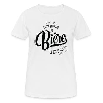 Santé, Bonheur et Bière - Idée cadeau humour bière - T-shirt respirant Femme - blanc - Devant - AI Model Female 172 dark (172cm)