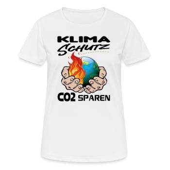 Klimawandel Klimakatastrophe CO2 sparen - Frauen T-Shirt atmungsaktiv - Weiß - Vorne - AI Model Female 172 dark (172cm)