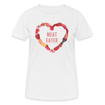Meat Eater Design Meat Fish Sausage Heart - Women's Breathable T-Shirt - white - Front - AI Model Female 172 dark (172cm)