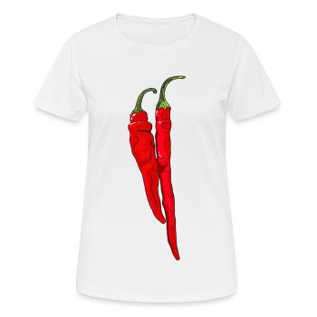 Chili Pepper Scharf Chilischote Paprika Spicy Food - Frauen T-Shirt atmungsaktiv - Weiß - Vorne - AI Model Female 172 dark (172cm)