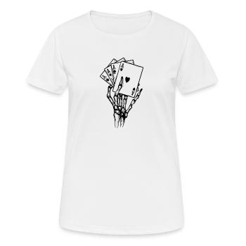 Skeleton hand cards poker - Women's Breathable T-Shirt - white - Front - AI Model Female 172 dark (172cm)