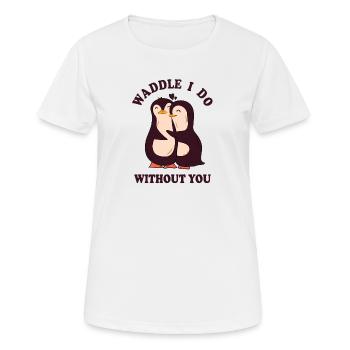 Coeur d'amour couple pingouin - T-shirt respirant Femme - blanc - Devant - AI Model Female 172 dark (172cm)
