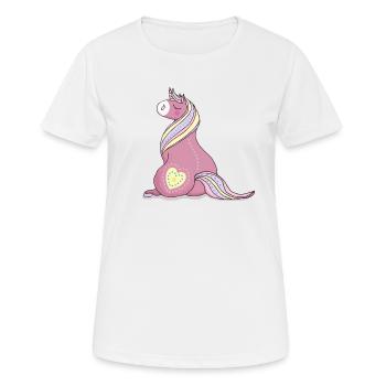 La Madame Einhorn - Frauen T-Shirt atmungsaktiv - Weiß - Vorne - AI Model Female 172 dark (172cm)