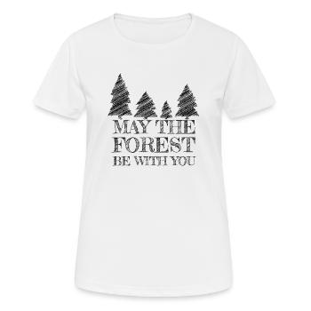 Spruch mit Tannenbäumen (Schraffur-Stil) - Frauen T-Shirt atmungsaktiv - Weiß - Vorne - AI Model Female 172 dark (172cm)