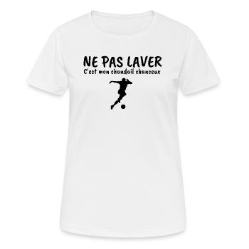 ne pas laver mon chandail chanceux football - T-shirt respirant Femme - blanc - Devant - AI Model Female 172 dark (172cm)
