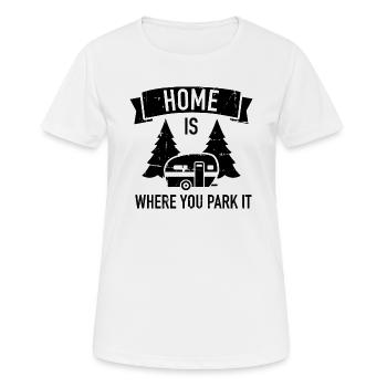 Wohnwagen - Frauen T-Shirt atmungsaktiv - Weiß - Vorne - AI Model Female 172 dark (172cm)