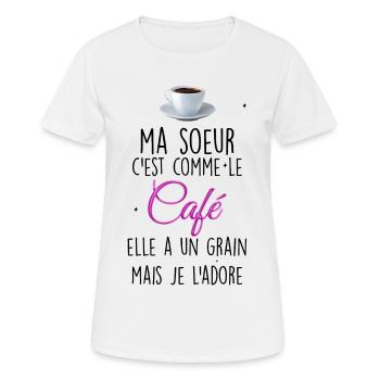Humour grande sœur, petite sœur - T-shirt respirant Femme - blanc - Devant - AI Model Female 172 dark (172cm)