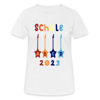 Schule 2023 ABCD Rockgitarre T shirt - Frauen T-Shirt atmungsaktiv - Weiß - Vorne - AI Model Female 172 dark (172cm)