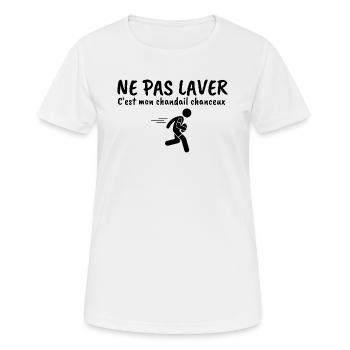 Ne pas laver mon chandail chanceux rugby - T-shirt respirant Femme - blanc - Devant - AI Model Female 172 dark (172cm)