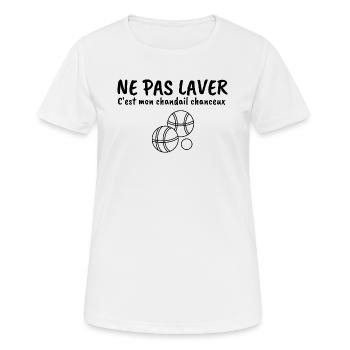 ne pas laver mon chandail chanceux pétanque - T-shirt respirant Femme - blanc - Devant - AI Model Female 172 dark (172cm)