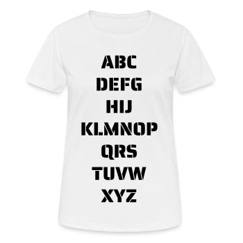 Das Alphabet - Frauen T-Shirt atmungsaktiv - Weiß - Vorne - AI Model Female 172 dark (172cm)