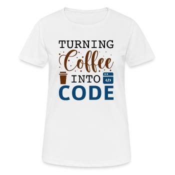 Transformer le café en code - T-shirt respirant Femme - blanc - Devant - AI Model Female 172 dark (172cm)