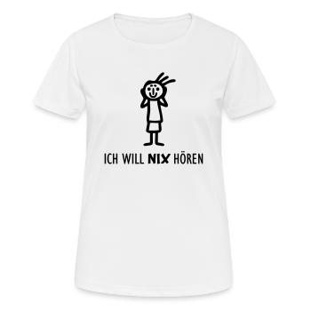 Strichmännchen NIX hören - Frauen T-Shirt atmungsaktiv - Weiß - Vorne - AI Model Female 172 dark (172cm)