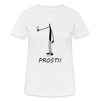 Prost, Cheers, Wein trinken, funny Shirt, kopflos - Frauen T-Shirt atmungsaktiv - Weiß - Vorne - AI Model Female 172 dark (172cm)