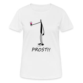 Prost, Cheers, Wein trinken, funny Shirt, kopflos - Frauen T-Shirt atmungsaktiv - Weiß - Vorne - AI Model Female 172 dark (172cm)