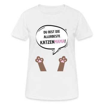 Du bist die beste Katzenmama braun - Frauen T-Shirt atmungsaktiv - Weiß - Vorne - AI Model Female 172 dark (172cm)