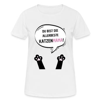 Du bist die beste Katzenmama schwarz - Frauen T-Shirt atmungsaktiv - Weiß - Vorne - AI Model Female 172 dark (172cm)