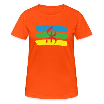 DRAPEAU AMAZIGH BERBERE YIFINAGH - T-shirt respirant Femme - orange néon - Devant - AI Model Female 172 dark (172cm)