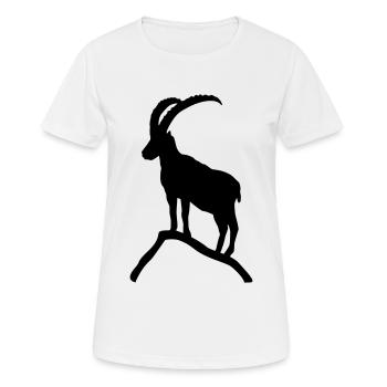 Steinbock auf Berg Felsen - Frauen T-Shirt atmungsaktiv - Weiß - Vorne - AI Model Female 172 dark (172cm)