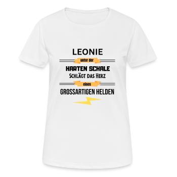 Leonie unter harte Schale eines Großartigen Helden - Frauen T-Shirt atmungsaktiv - Weiß - Vorne - AI Model Female 172 dark (172cm)