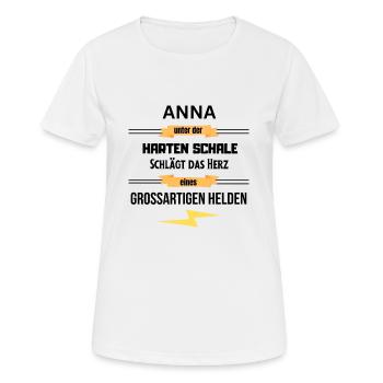 Anna unter harte Schale eines Großartigen Helden - Frauen T-Shirt atmungsaktiv - Weiß - Vorne - AI Model Female 172 dark (172cm)