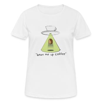 "bean me up coffee" - Star Trek Parodie Geschenk - Frauen T-Shirt atmungsaktiv - Weiß - Vorne - AI Model Female 172 dark (172cm)