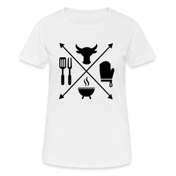 BARBECUE - Frauen T-Shirt atmungsaktiv - Weiß - Vorne - AI Model Female 172 dark (172cm)