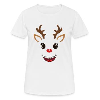 rentier lächeln - Frauen T-Shirt atmungsaktiv - Weiß - Vorne - AI Model Female 172 dark (172cm)