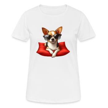 Cool Chihuahua Wearing Sunglasses - Women's Breathable T-Shirt - white - Front - AI Model Female 172 dark (172cm)
