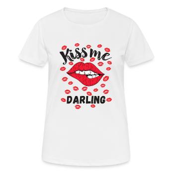 Kiss me Darling - Frauen T-Shirt atmungsaktiv - Weiß - Vorne - AI Model Female 172 dark (172cm)