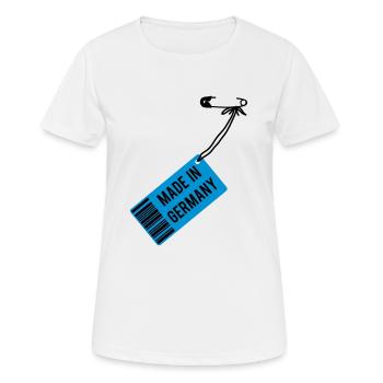Fabriqué en Allemagne - T-shirt respirant Femme - blanc - Devant - AI Model Female 172 dark (172cm)