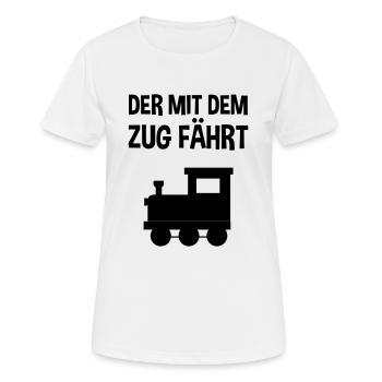 Der mit dem Zug fährt - Frauen T-Shirt atmungsaktiv - Weiß - Vorne - AI Model Female 172 dark (172cm)