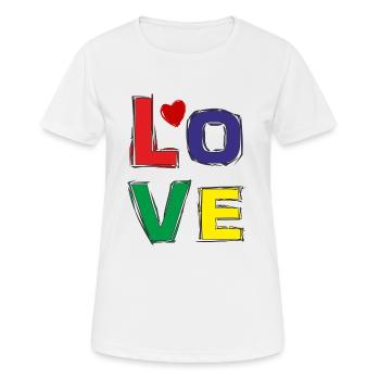 LOVE - Frauen T-Shirt atmungsaktiv - Weiß - Vorne - AI Model Female 172 dark (172cm)