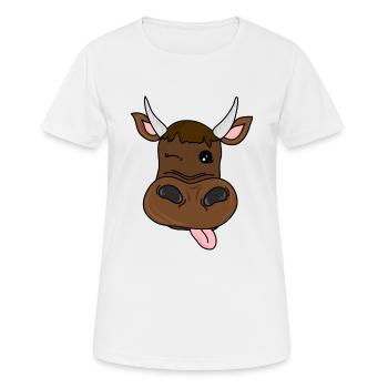 Brown cow with horns funny gift - Women's Breathable T-Shirt - white - Front - AI Model Female 172 dark (172cm)