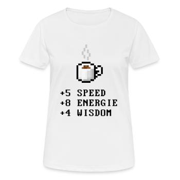 Pixel café avec Stats - T-shirt respirant Femme - blanc - Devant - AI Model Female 172 dark (172cm)