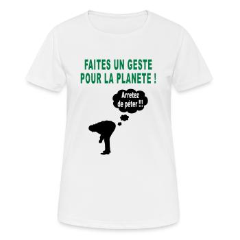 humour écolo - T-shirt respirant Femme - blanc - Devant - AI Model Female 172 dark (172cm)