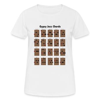 Manouche Jazz Akkorde - Frauen T-Shirt atmungsaktiv - Weiß - Vorne - AI Model Female 172 dark (172cm)