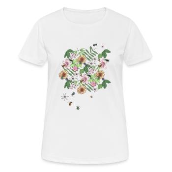 Fleurs abeilles coléoptères - T-shirt respirant Femme - blanc - Devant - AI Model Female 172 dark (172cm)