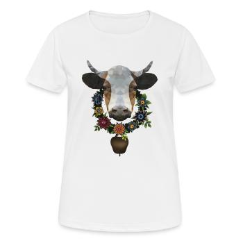 Vache à la couronne de fleurs - T-shirt respirant Femme - blanc - Devant - AI Model Female 172 dark (172cm)