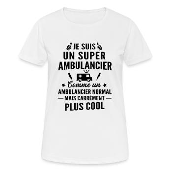 je suis un super ambulancier / humour ambulancier - T-shirt respirant Femme - blanc - Devant - AI Model Female 172 dark (172cm)