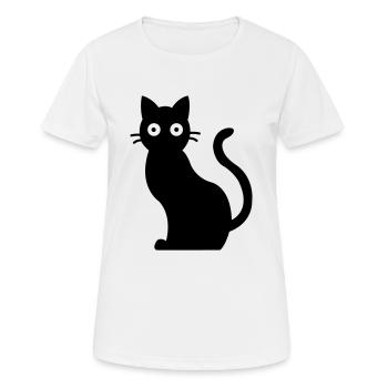Cat Schwarzer Kater - Frauen T-Shirt atmungsaktiv - Weiß - Vorne - AI Model Female 172 dark (172cm)