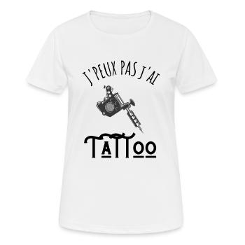 je peux pas j'ai tattoo - T-shirt respirant Femme - blanc - Devant - AI Model Female 172 dark (172cm)