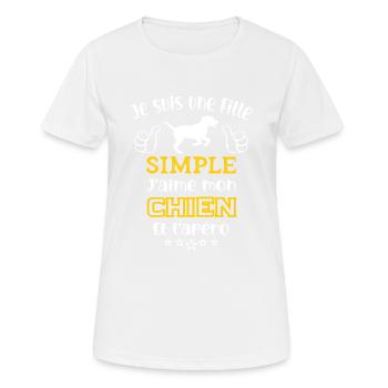 je suis une fille simple j'aime mon chien et apéro - T-shirt respirant Femme - blanc - Devant - AI Model Female 172 dark (172cm)