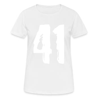 Maillot à 41 numéros - T-shirt respirant Femme - blanc - Devant - AI Model Female 172 dark (172cm)