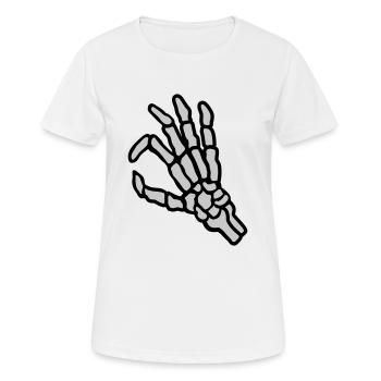 Skeleton hole look in gesture - Women's Breathable T-Shirt - white - Front - AI Model Female 172 dark (172cm)