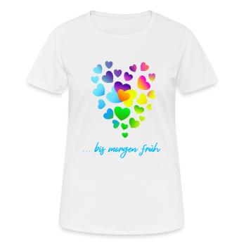 Herzen bunte Herzen Herzen Haufen - Frauen T-Shirt atmungsaktiv - Weiß - Vorne - AI Model Female 172 dark (172cm)
