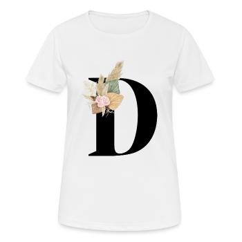 lettre D fleuris - T-shirt respirant Femme - blanc - Devant - AI Model Female 172 dark (172cm)