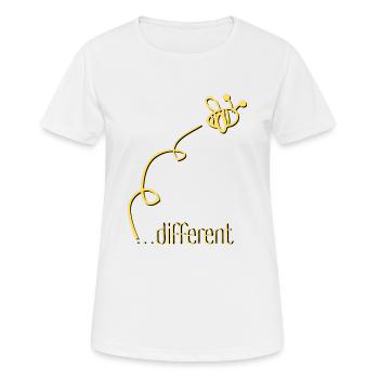 Bee Different - Sei anders! Statement Design - Frauen T-Shirt atmungsaktiv - Weiß - Vorne - AI Model Female 172 dark (172cm)